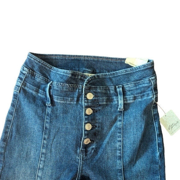Free People After Dark Mid Rise Flare exposed fly front denim jeans NWT W27 L33 - Picture 3 of 12